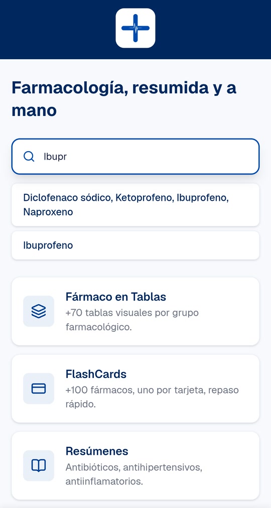 Buscador de la App de Farmacología
